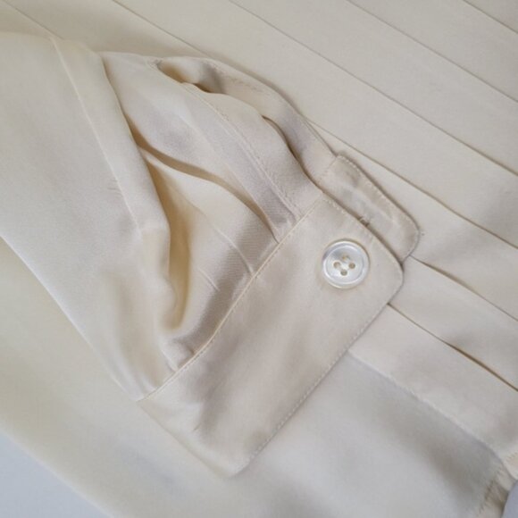 80s Christian Dior 100Silk Pleated Blouse Puff Lantern Sleeve Soft Silky - Picture 8 of 16